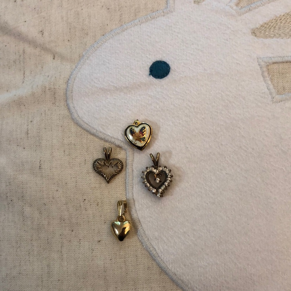Gold and Silver Heart Pendants